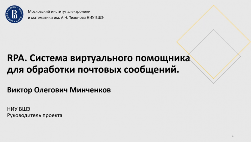 Система виртуального помощника для обработки почтовых сообщений.